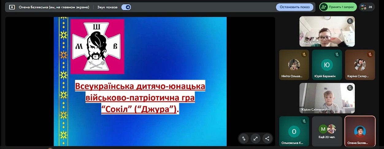 Онлайн відкриття шкільного етапу Всеукраїнської дитячо-юнацької військово-патріотичної гри «Сокіл» («Джура»)