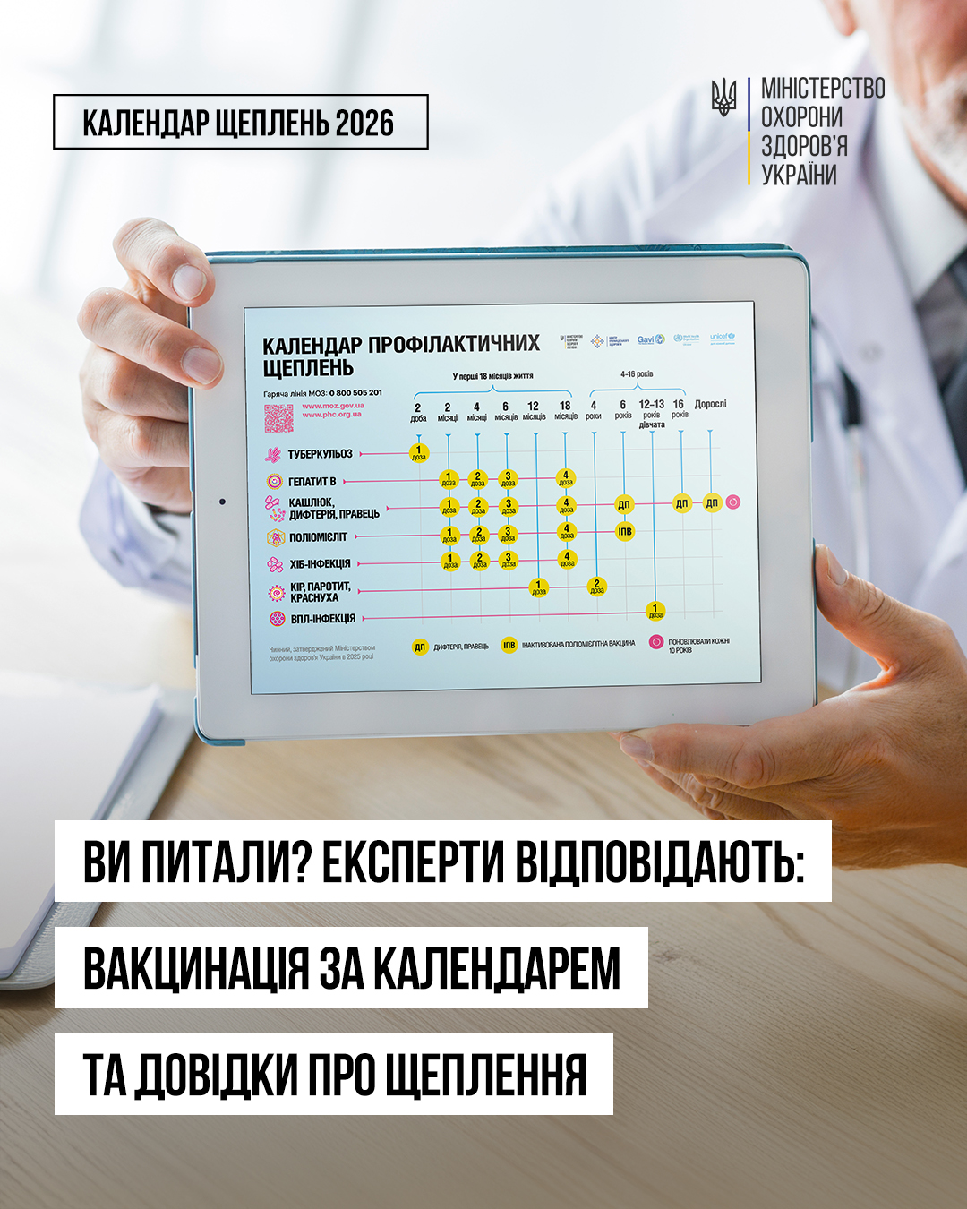 Які вакцини обирати, скільки можна вводити вакцин за один візит та де взяти довідку про зроблені щеплення? Відповідаємо на питання батьків та опікунів щодо національного Календаря щеплень.